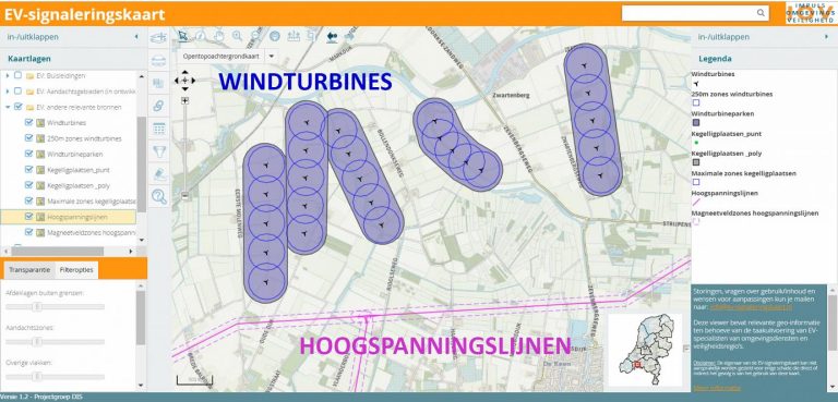 Ook windturbines en hoogspanningslijnen worden weergegeven in de Landelijke Signaleringskaart Externe Veiligheid